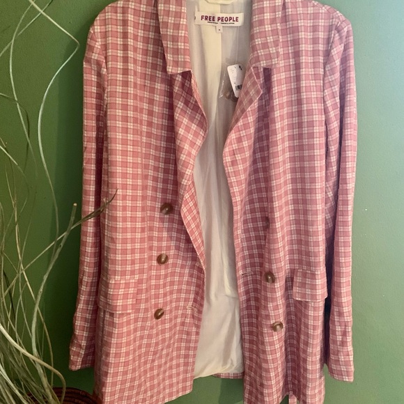 Free People Olivia Gingham Double Breasted Blazer - Picture 6 of 7